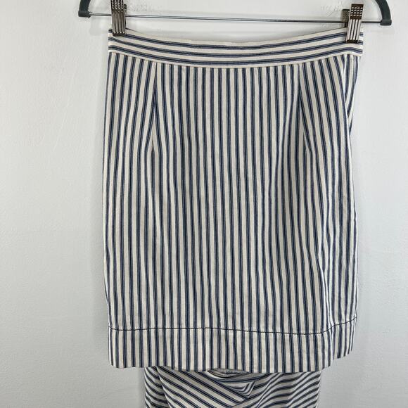 NWT Vivienne Westwood Daphne Draped Skirt Navy Cream Stripes Cotton Mini Size 4 - Picture 6 of 12